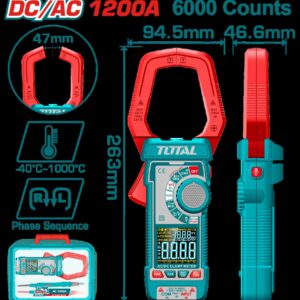 Pinza Voltiamperimetrica Digital 1200A  6000 Conteos Rms  Industrial Total (TMT7610002)