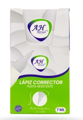 CORRECTOR LIQUIDO 7 ML COLORES SURTIDOS AH ROYAL (PA575)