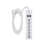 Toma Multiple x 6 con Supresor de Picos Proteccion 800 Joules General Electric Cable 3 MTS Calibre 14 Enchufe Plano (GE14092)