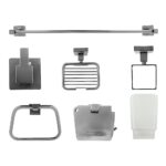 KIT ACCESORIOS PARA BAÑO X 6 PIEZAS GRIS CLARO UDUKE (HT3394)