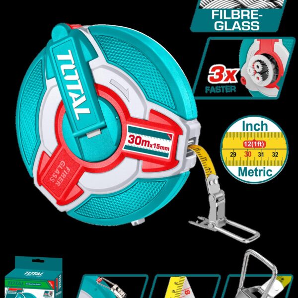 DECAMETRO 30MTS INDUSTRIAL FIBRA DE VIDRIO TOTAL  (TMTF18306)