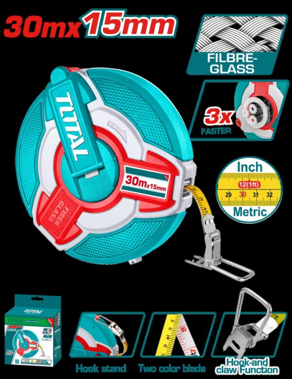 DECAMETRO 30MTS INDUSTRIAL FIBRA DE VIDRIO TOTAL  (TMTF18306)