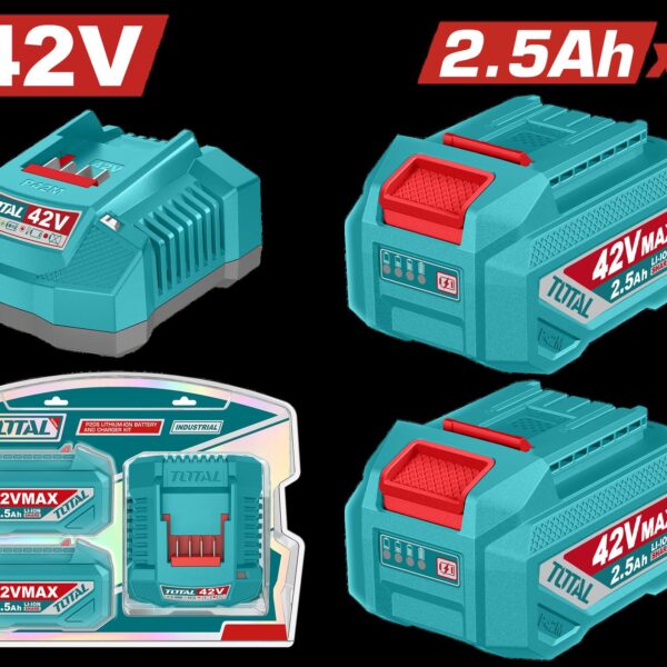 KIT DE 2 BATERIAS 2.5AH + CARGADOR DE 42V INDUSTRIAL TOTAL (UTFBCPM25221)