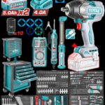 PISTOLA IMPACTO INALAMBRICA 1/2" 850 NM + 2 BATERIAS 5.0AH + CARGADOR + CAJA DE HERRAMIENTAS CON 365 ACCESORIOS INDUSTRIAL SUPER TOTAL (UTHPTCS83692)