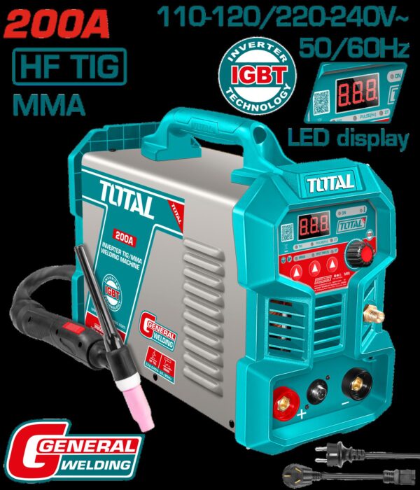 SOLDADOR INVERSOR DIGITAL 200A (MMA-HF TIG) 110-220V INDUSTRIAL SUPER TOTAL (UTIG20058)
