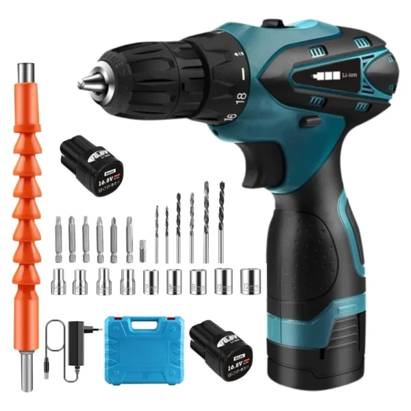 Kit Taladro Eléctrico Inalámbrico De Mano Doble Batería Generico Alta Potencia