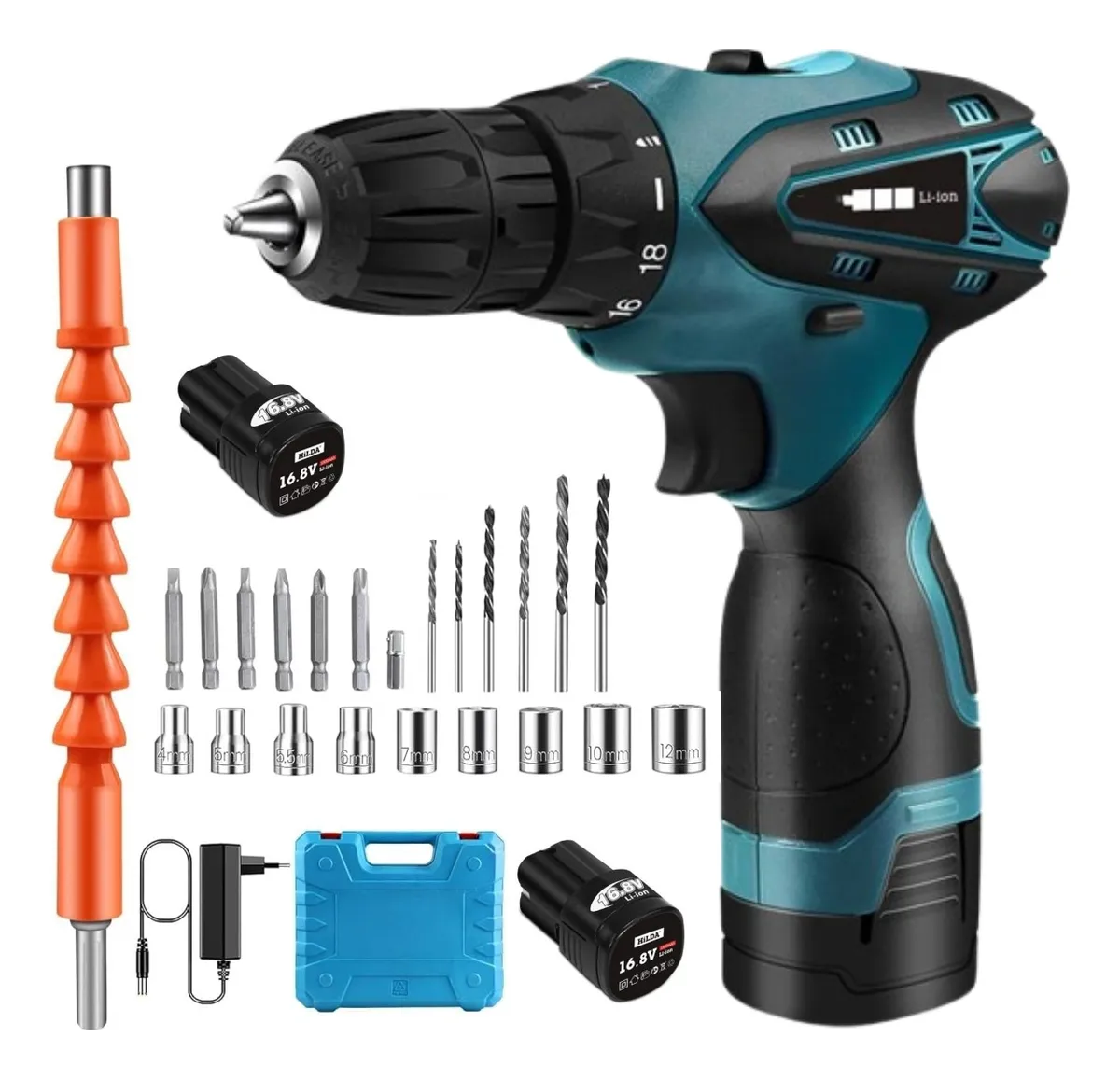 Kit Taladro Eléctrico Inalámbrico De Mano Doble Batería Generico Alta Potencia