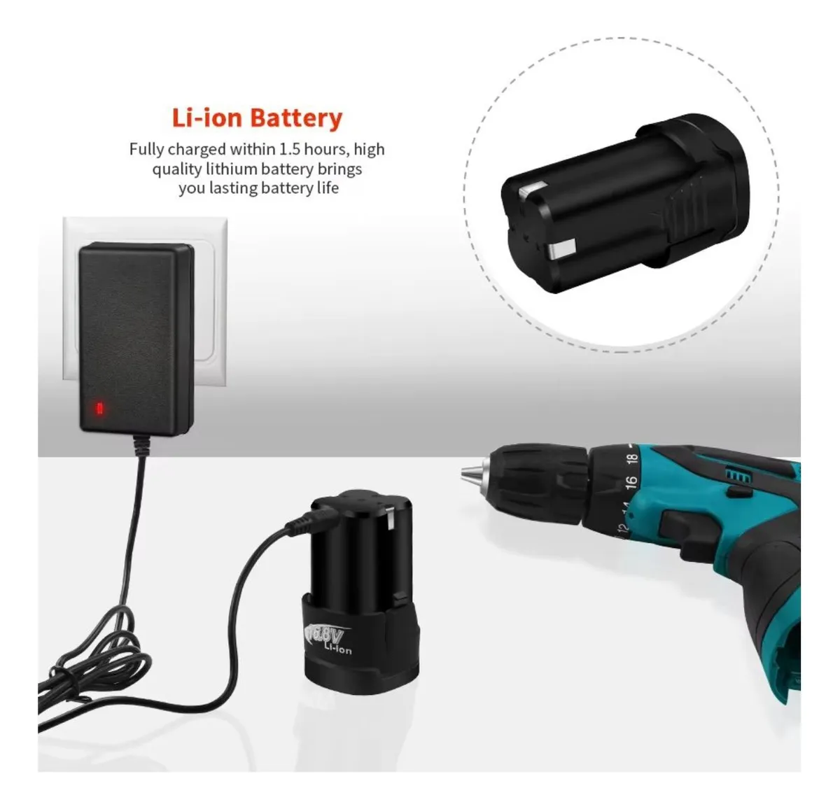 Kit Taladro Eléctrico Inalámbrico De Mano Doble Batería Generico Alta Potencia