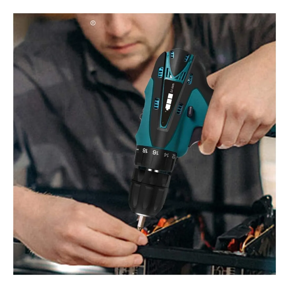 Kit Taladro Eléctrico Inalámbrico De Mano Doble Batería Generico Alta Potencia