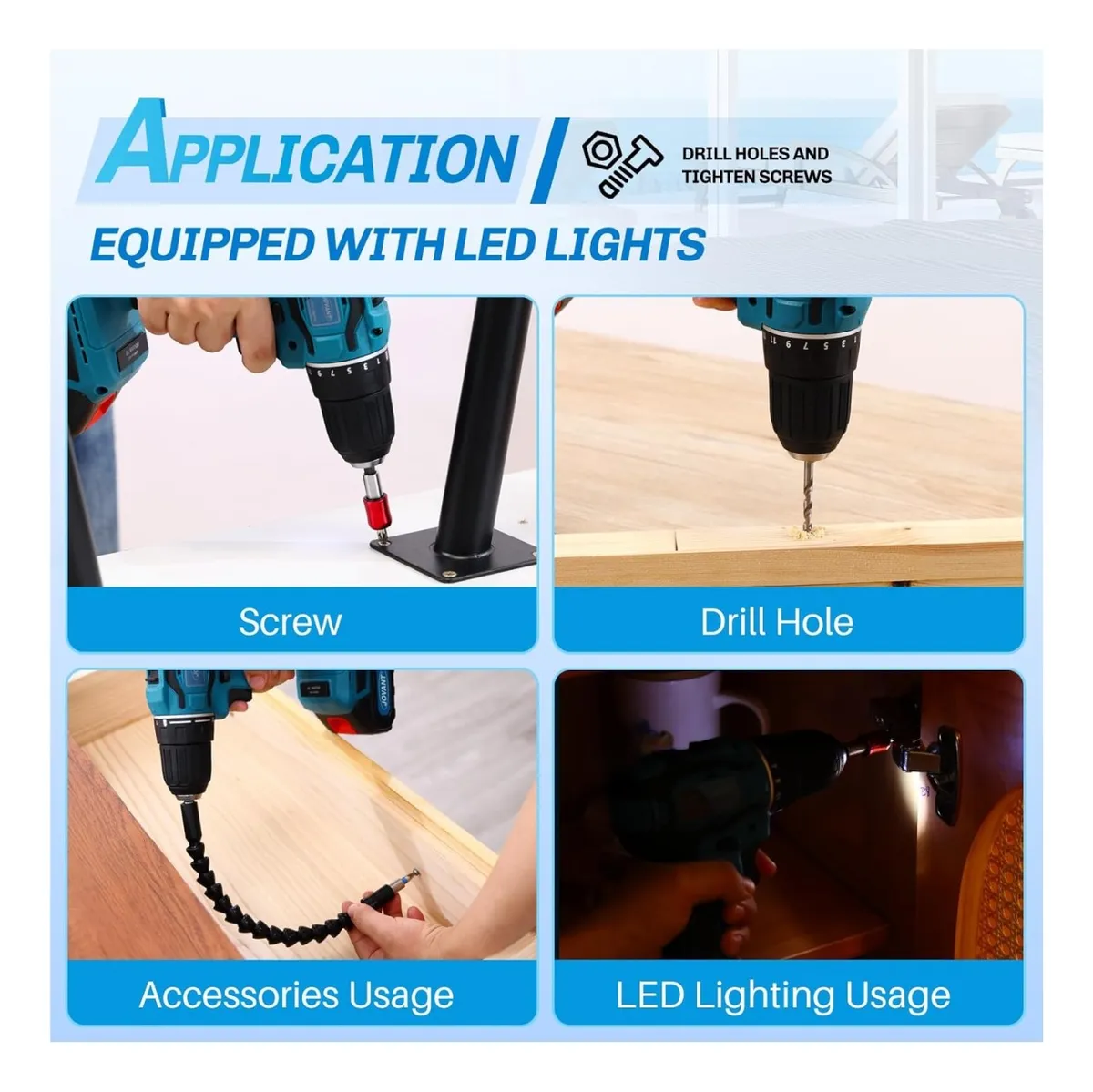 Kit Taladro Eléctrico Inalámbrico De Mano Doble Batería Generico Alta Potencia