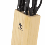 SET DE CUCHILLOS 5 PZS+TIJERA ACERO INOXIDABLE