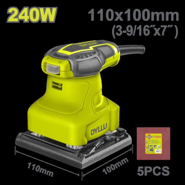 LIJADORA DE PALMA 4 3/8"X 4" 240W INCLUYE 5 LIJAS   DYLLU (UDTFA1503)