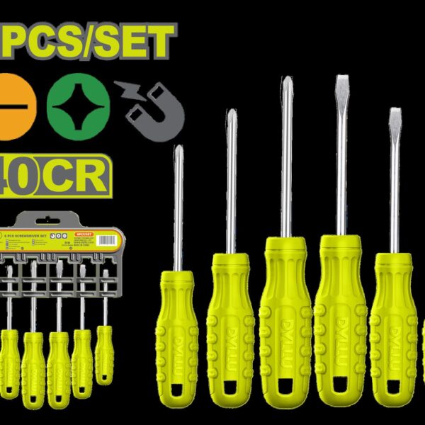 JUEGO DESTORNILLADORES X 6 PZS 3/16X4" PUNTA IMANTADA DYLLU (DTSS2206)