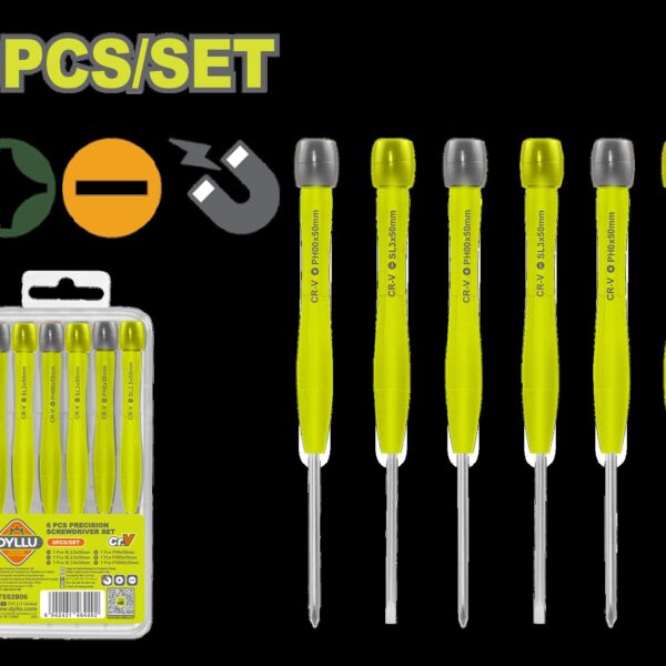 JUEGO DESTORNILLADORES X 6 PZS DE PRECISIÓN PUNTA INMANTADA DYLLU (DTSS2B06)
