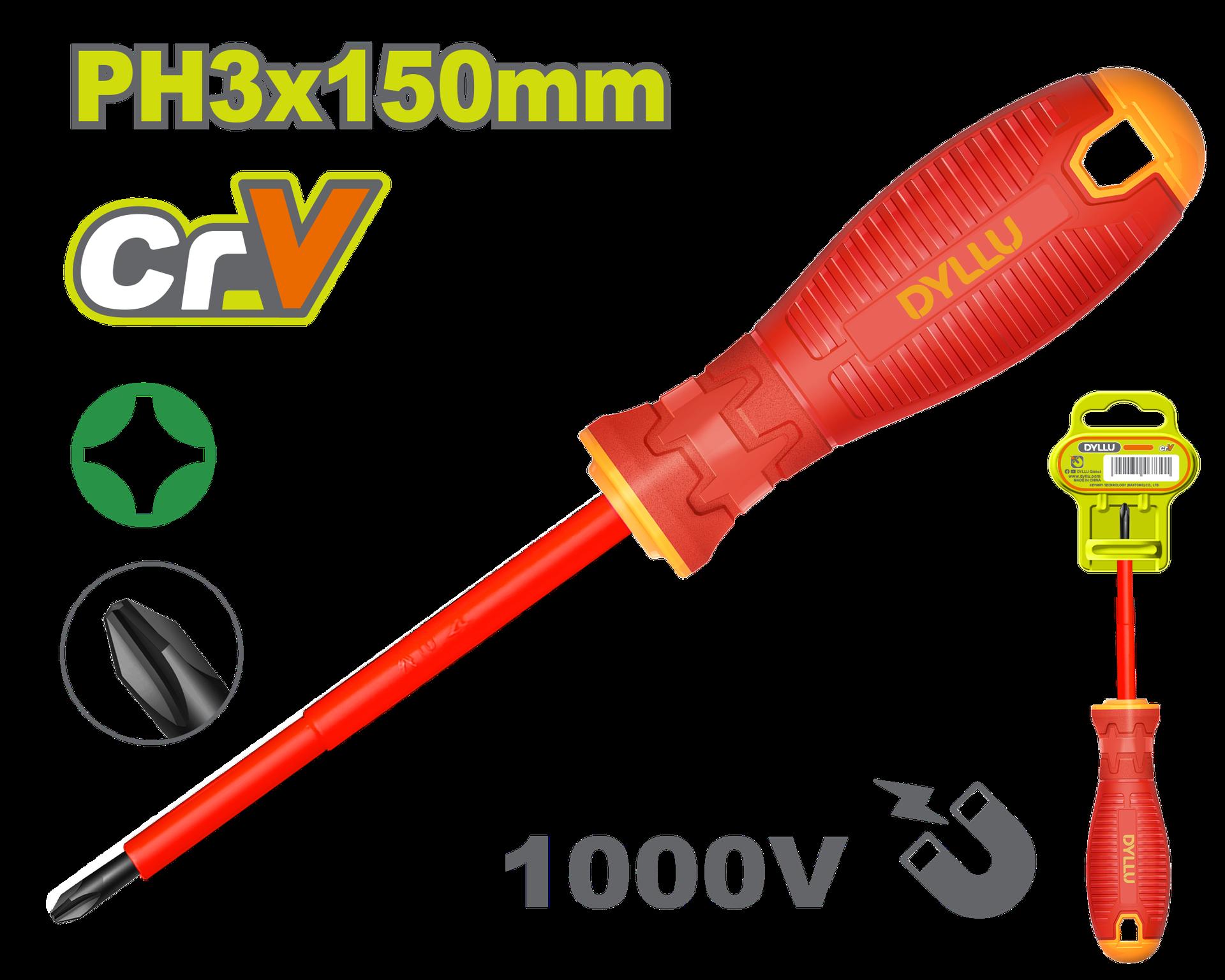 DESTORNILLADOR (+) 6" AISLADO 1000V DYLLU (DTSD7236)