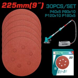 JUEGO DE HOJAS DE LIJA X 30 PIEZAS 9" PARA LIJADORA DE PARED SUPER TOTAL (TAC225030)