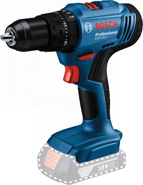 TALADRO INALAMBRICO ATORNILLADOR/PERCUTOR BOSCH 18V GSB 183-LI (2 BATERIA Y CARGADOR)(0615A002CG000)
