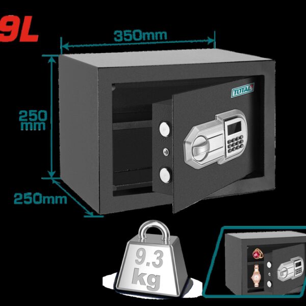 CAJA FUERTE DE SEGURIDAD CON CLAVE INTERCAMBIABLE (25X35X25)  SUPER TOTAL (TESF2501)