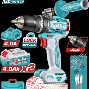 Taladro Inalambrico  Percutor 1/2 20V 96NM Incluye 2 Bateria de 4.0AH, Cargador, Incluye Accesorios  Industrial Super Total (UTIDLI209686)