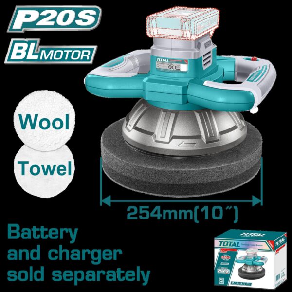POLICHADORA ORBITAL INALAMBRICA 254MM 20V BATERIA Y CARGADOR NO INCLUIDO  INDUSTRIAL SUPER TOTAL (TOPLI202548)