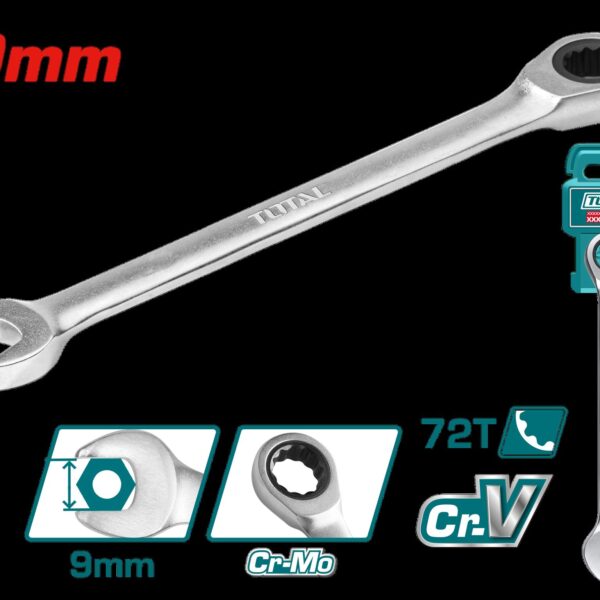 LLAVE MIXTA 9MM CON RACHE CR/V INDUSTRIAL SUPER TOTAL (TCSPAR091)