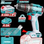 TALADRO INALAMBRICO PERCUTOR 1/2" 86NM 20V CAJA PLASTICA INCLUYE 2  BATERIA 4.0AH, 1 CARGADOR Y ACCESORIOS INDUSTRIAL SUPER TOTAL (UTIDLI208682)