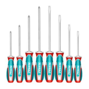 Juego Destornilladores x 8 PCS Cromo Vanadium Punta Imantada Industrial Super Total (TKSDS0846)