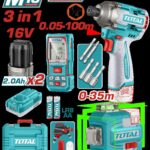 COMBO INALAMBRICO 16V ATORNILLADOR DE IMPACTO 1/4 170NM + METRO LASER 100M + NIVEL LASER 35M LUZ VERDE + BATERIAS 2.0AH Y CARGADOR INCLUYE ACCESORIOS INDUSTRIAL SUPER TOTAL (UTOSLI250886)