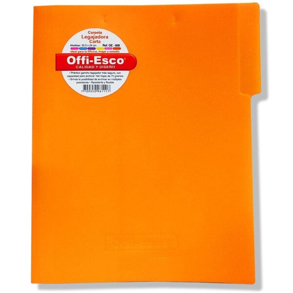 CARPETA LEGAJADORA CARTA NARANJA REF: OE-808