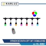 EXTENSION DECORATIVA 25FT 7.3MT 12 BOMBILLOS RGB