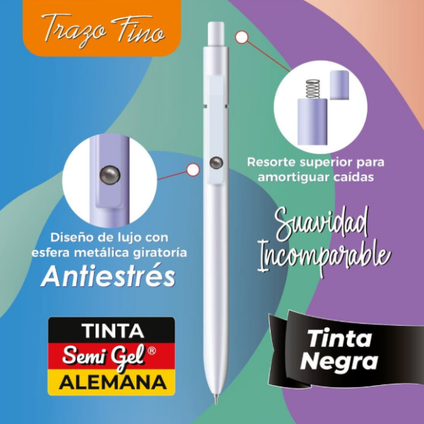 BOLIGRAFO RETRACTIL NEGRO ANTIESTRES 0.7 mm OE-054F