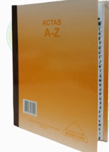 LIBRO DE ACTAS 1/4 OFICIO CON INDICE BOSTON