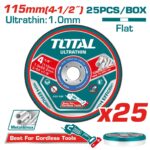 DISCO CORTE METAL/ACERO INOXIDABLE 4 1/2" JUEGO X 25 PCS TOTAL (TAC11011525) REF: 22198