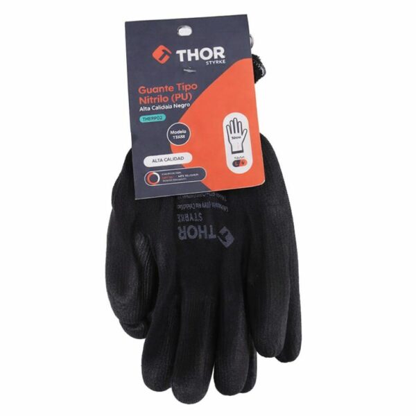 GUANTE NITRILO SEGURIDAD THOR NEGRO TALLA XL-10 (THEP203)
