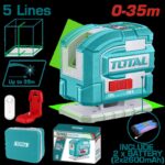 NIVEL LASER 0-35M  LUZ VERDE  3D 5 LINEAS RECARGABLE TIPO  USB-C INDUSTRIAL SUPER TOTAL (TLL306502)