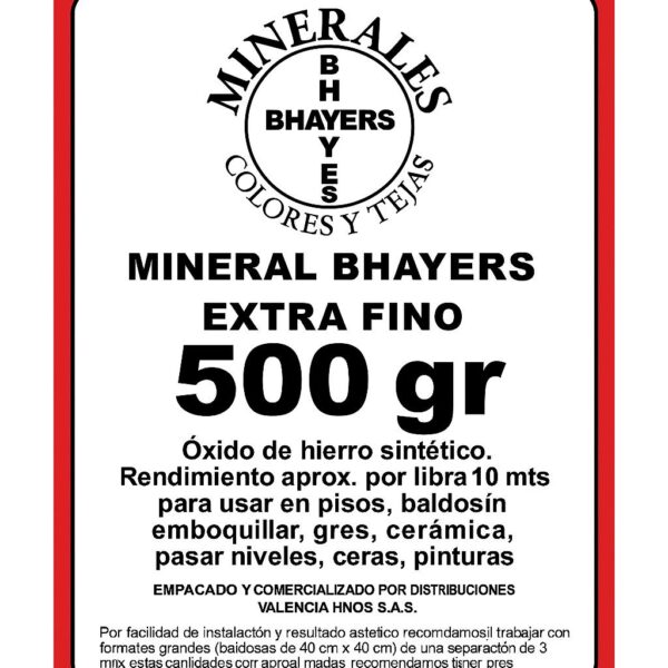 MINERAL ROJO BHAYERS CAJA 500GR