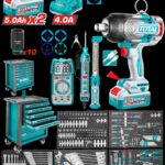 Caja Herramientas con 288 Accesorios Industrial Super Total + Pistola Impacto Inalambrica 3/4" 1350NM + 2 Baterias 5.0AH + Cargador (UTHPTCS82882)