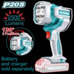 LAMPARA DE TRABAJO INALAMBRICA 20V 2500 LUMENES INDUSTRIAL SUPER TOTAL (TWLI20885)