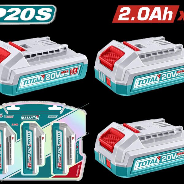 KIT DE 3 BATERIAS 20V 2.0AH INDUSTRIAL ION LITHIUM INDUSTRIAL SUPER TOTAL (TOSLI240311)