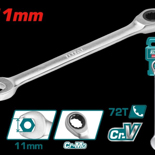 LLAVE MIXTA 11MM CON RACHE CR/V INDUSTRIAL SUPER TOTAL (TCSPAR111)