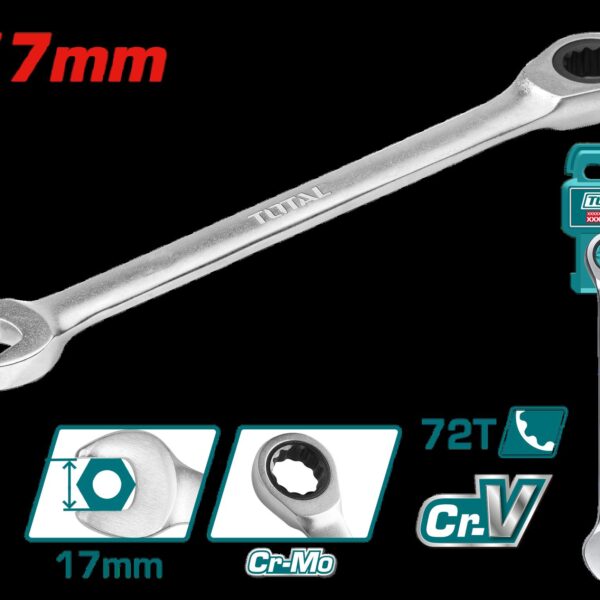 LLAVE MIXTA 17MM CON RACHE CR/V INDUSTRIAL SUPER TOTAL (TCSPAR171)