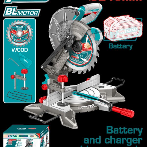 SIERRA ACOLILLADORA (INGLETEADORA) INALAMBRICA 8" INDUSTRIAL BATERIA Y CARGADOR NO INCLUIDO TOTAL (TMSLI2021)