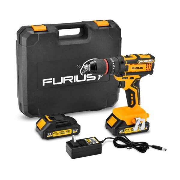 TALADRO FURIUS PERCUTOR DE 1/2 INALAMBRICO ION DE LITIO 21V INLC 2 BATERIAS Y ESTUCHE (FCD2140K)