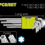 Juego de Llave Torx x 9 Pzs (T-10,T-15，T-20,T-25,T-27，T-30,T-40,T-45,T-50.) Dyllu  (DTHK3291)