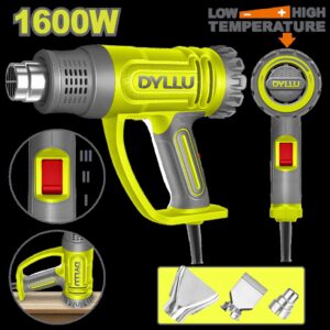Pistola Calor con Temperatura Ajustable 1600W Incluye 3 Boquillas  Dyllu (UDTHG1520)