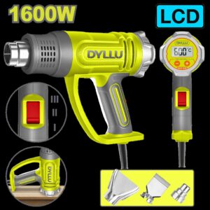 Pistola Calor con Temperatura Ajustable Pantalla Lcd 1600W  Incluye 3 Boquillas  Dyllu (UDTHG1530)