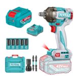 Pistola Impacto Inalambrica 1/2" 42V 460NM Caja Plastica Incluye 2 Bateria, 1 Cargador y Accesorios Super Total Industrial (UTIWLI42462)