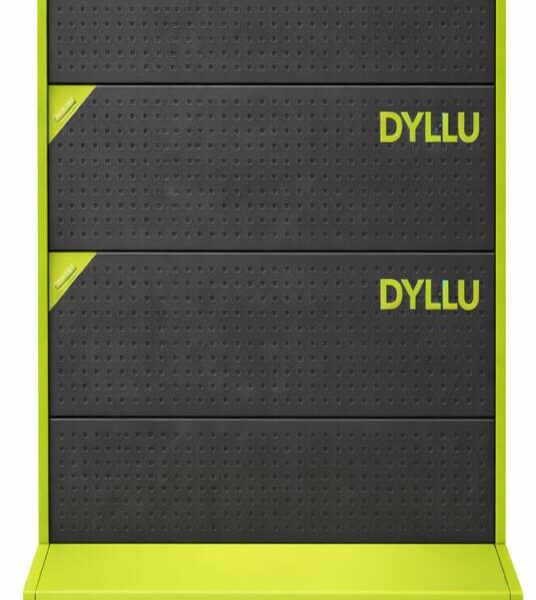 MATERIAL PUBLICITARIO (EXHIBIDOR DYLLU KIT COMPLETO BANDEJAS Y PARALES  DE 135CM) (135X95X38)