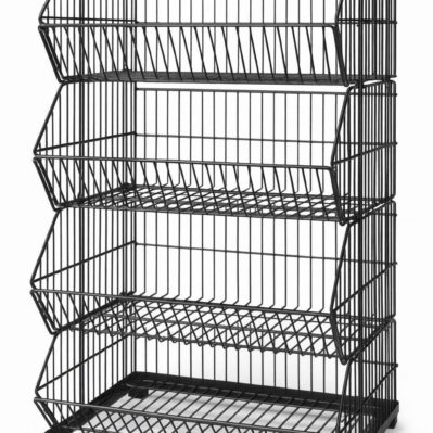 EXHIBIDOR UDUKE CANASTILLAS APILABES X4 CON BASE PISO(HT1632)(58X40X30-CM)