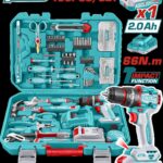 TALADRO PERCUTOR  INALAMBRICO 1/2" 20V 66NM + 1  BATERIA 2.0AH  + CARGADOR + 163 HERRAMIENTAS INDUSTRIAL SUPER TOTAL (UTHKTHP41667)